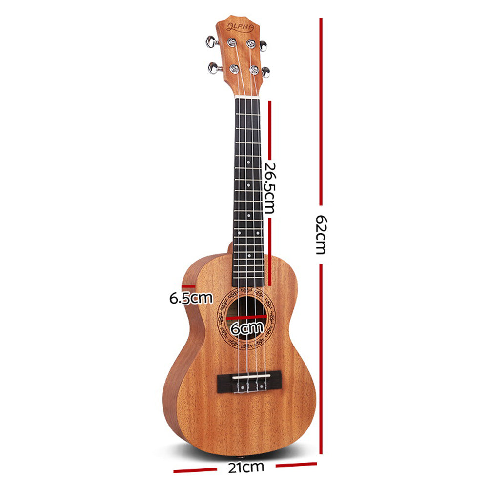 Alpha 23inches Ukulele Natural Mahogany Concert Beginner Gift w/ Carry Bag