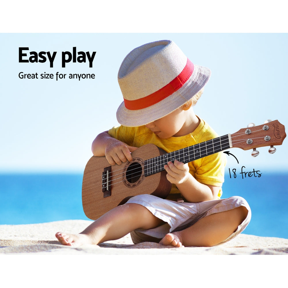 Alpha 23inches Ukulele Natural Mahogany Concert Beginner Gift w/ Carry Bag