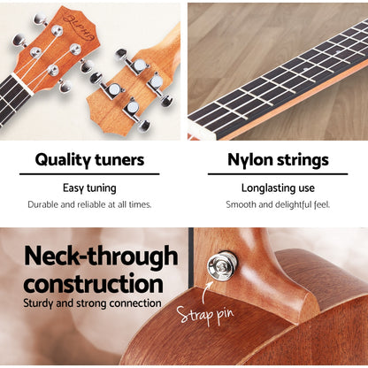 Alpha 26inches Ukulele Equaliser Natural Mahogany Tenor Beginner Gift w/ Bag