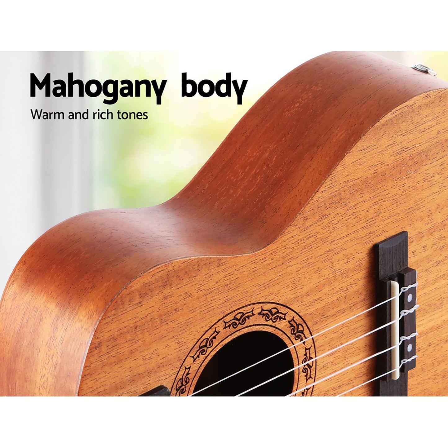 Alpha 26inches Ukulele Natural Mahogany Tenor Beginner Gift w/ Carry Bag