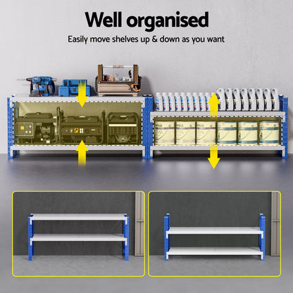 Giantz 2x 0.9M Garage Shelving Workbench Warehouse Rack